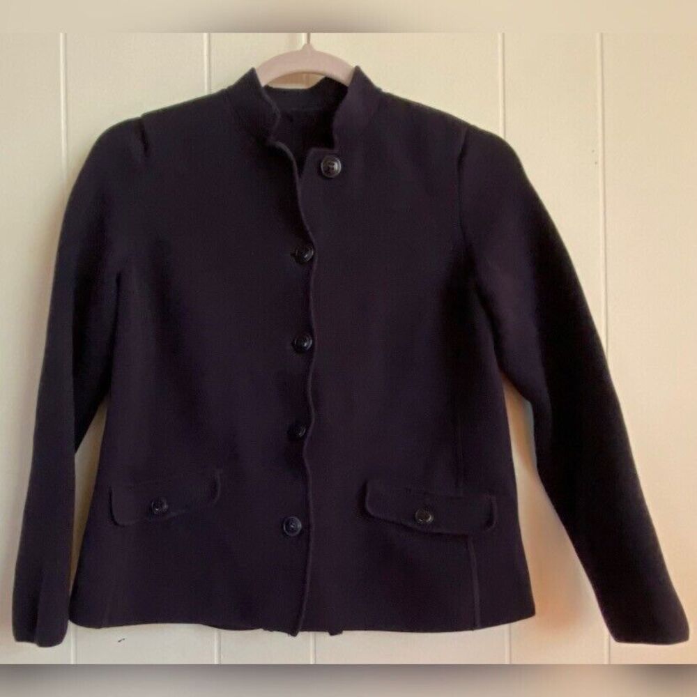 Sweater Women’s Small Black Jacket Style Stretch Pleated Cardigan